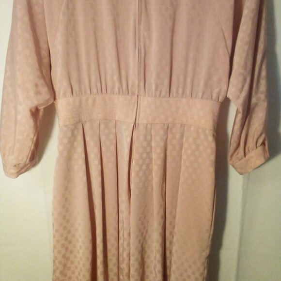 Joan Sparks For Daniel Barrett Vintage Dress Women 14 Long Sleeve Satin Pink - Picture 14 of 15